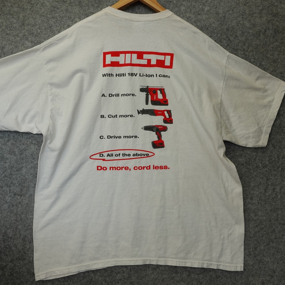 HILTI Vintage T Shirt Men 2XL XXL White Graphic Logo Tools Cordless Y2K